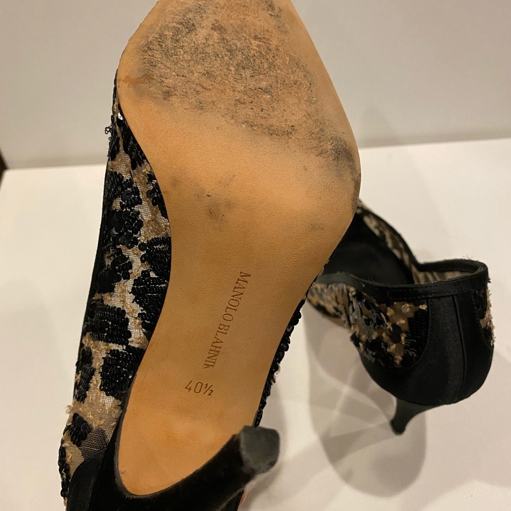 Manolo Blahnik Sequin Leopard Stilettos - Picture 5 of 5